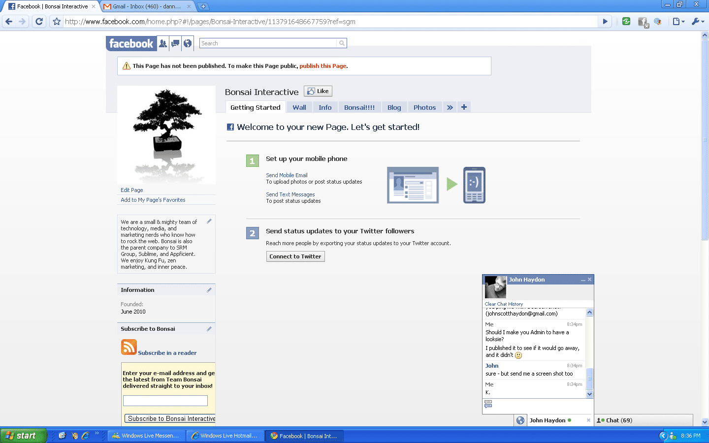 Bonsai Interactive Facebook Page