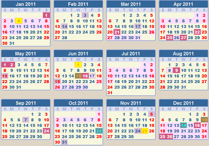 Danny Brown calendar for 2011